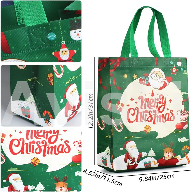 Axiski 8PCS Christmas Tote Treat Non-Woven Gift Bags with Handles for Gifts Wrapping Shopping, Xmas Party Supplies, 12.2×9.8×4.53inch - Image 2
